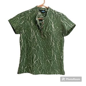 Kavu Womens Patterned Vneck Top Green Size Small
